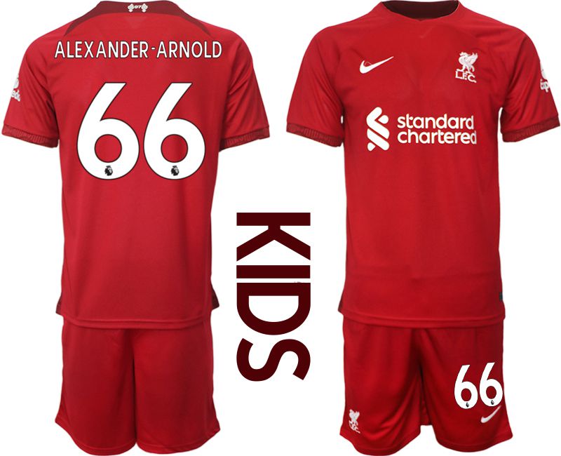 Youth 2022-2023 Club Liverpool home red 66 Soccer Jersey